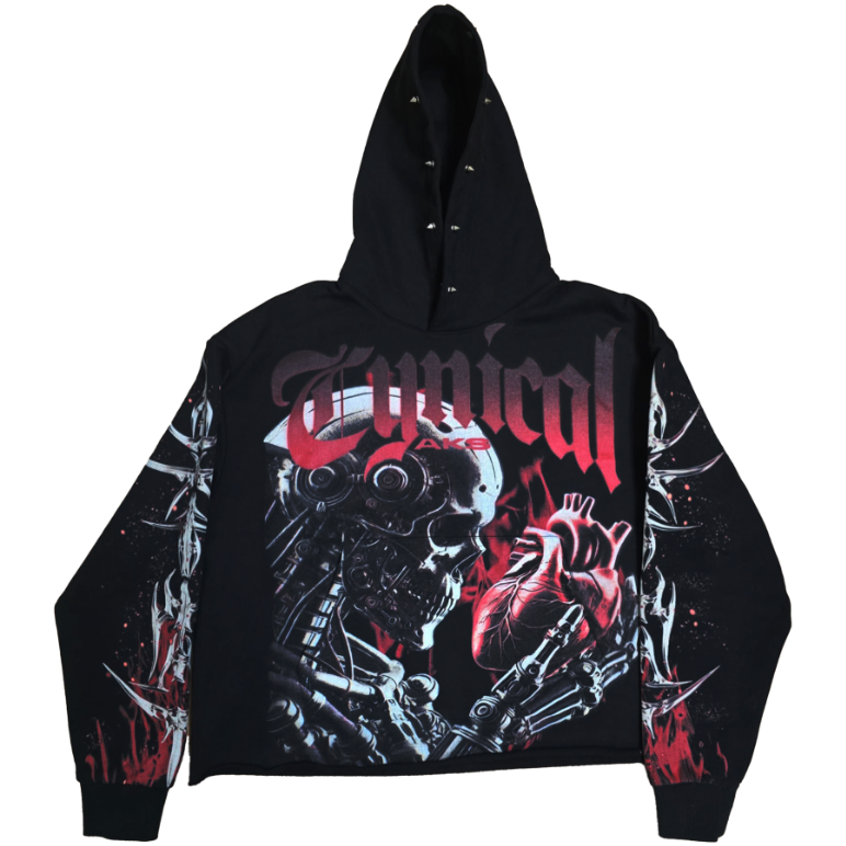 Cynical Spike Crop Raw Hem Hood